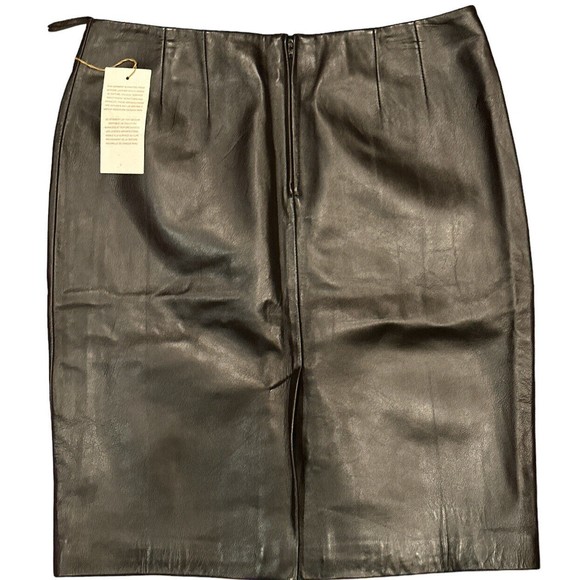 Margaret Godfrey NWT black lined leather skirt size 12 - Picture 2 of 7